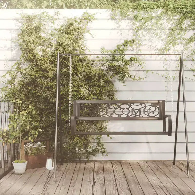 Banc de jardin suspendu, en acier noir, plastique, fixation moyenne