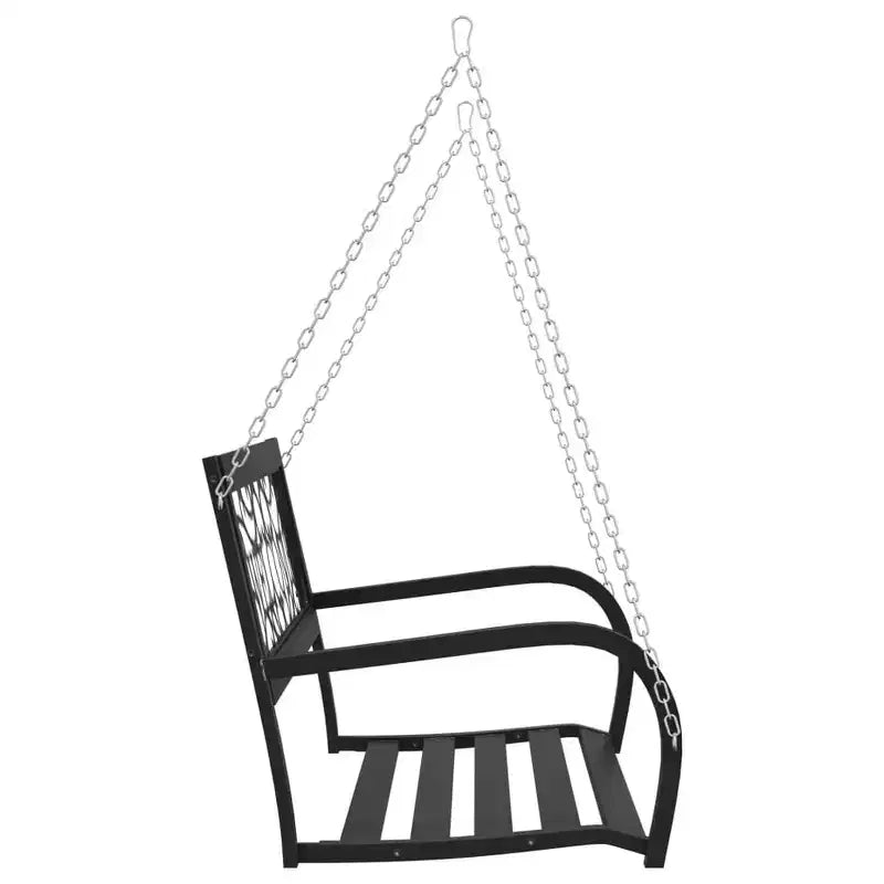 Banc de jardin suspendu, en acier noir, plastique, fixation moyenne