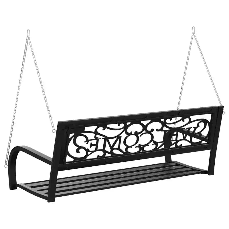 Banc de jardin suspendu, en acier noir, plastique, fixation moyenne