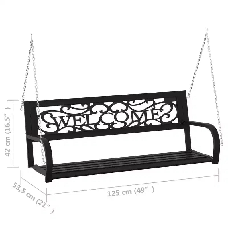 Banc de jardin suspendu, en acier noir, plastique, fixation moyenne