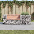 Garden Bench With Gabion Basket Natural brown wood and grey steel