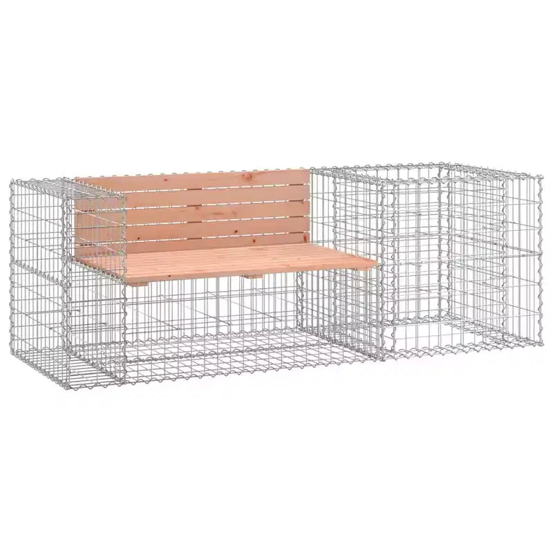 Banc de jardin avec gabion en bois brun naturel et acier gris