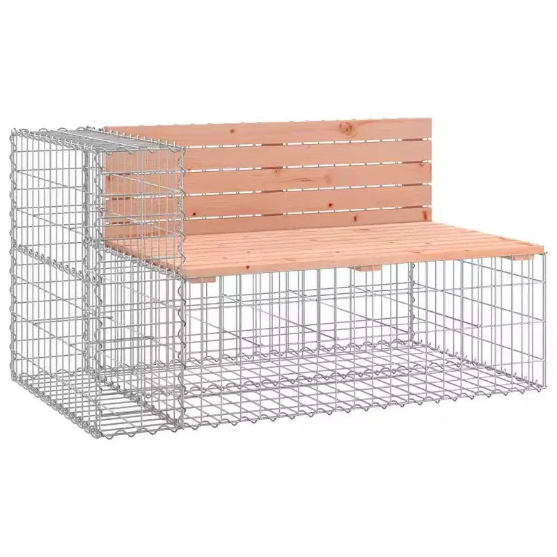 Banc de jardin avec gabion en bois brun naturel et acier gris