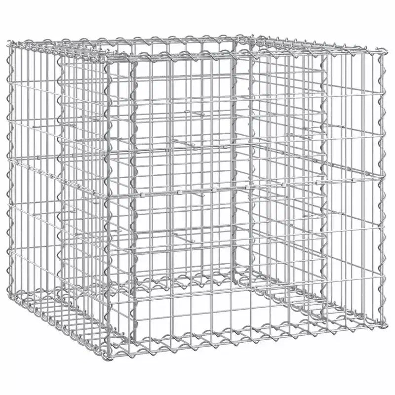 Banc de jardin avec gabion en bois brun naturel et acier gris