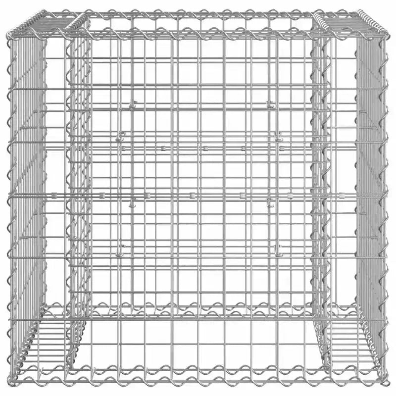 Banc de jardin avec gabion en bois brun naturel et acier gris