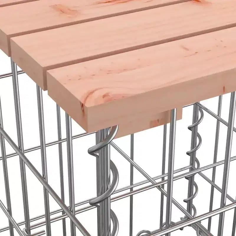 Banc de jardin avec gabion en bois brun naturel et acier gris