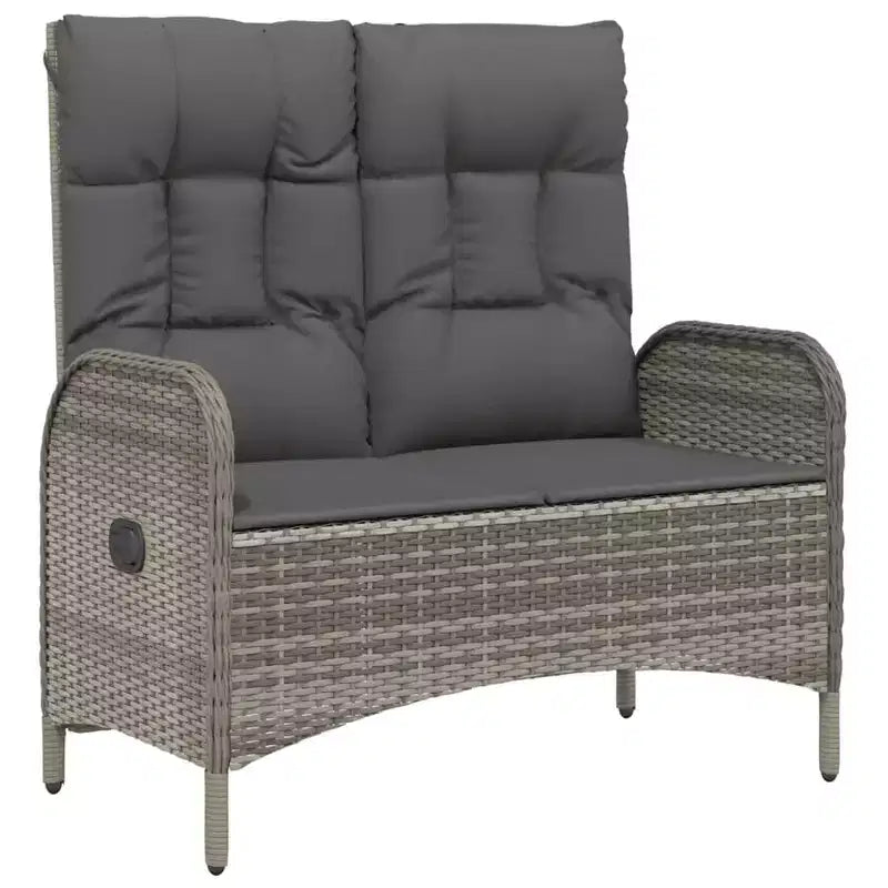 Banc de jardin inclinable en rotin synthétique gris de 107 cm de large