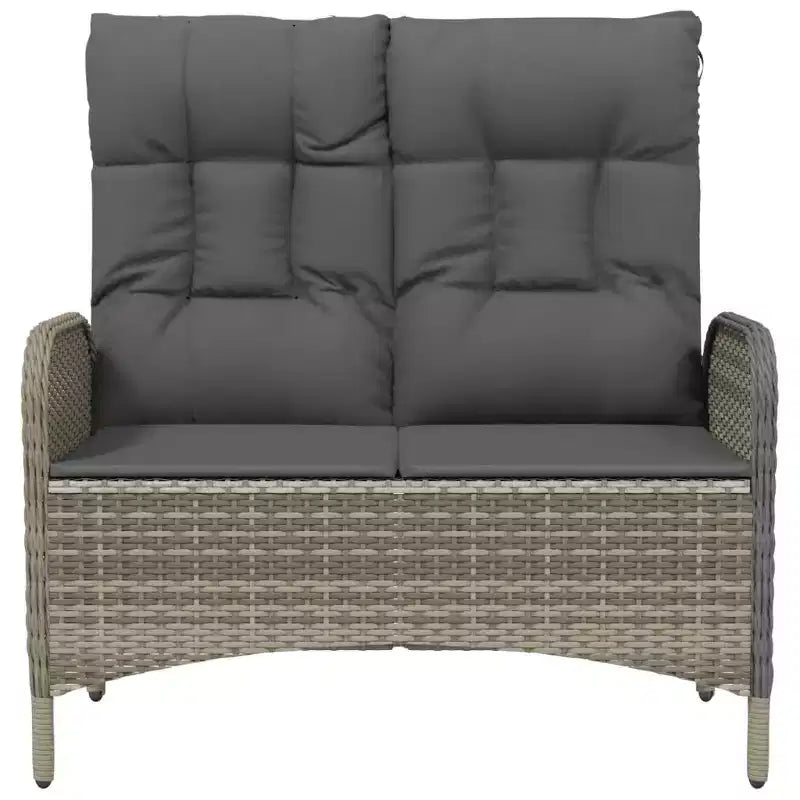 Banc de jardin inclinable en rotin synthétique gris de 107 cm de large