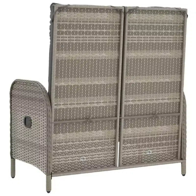Banc de jardin inclinable en rotin synthétique gris de 107 cm de large