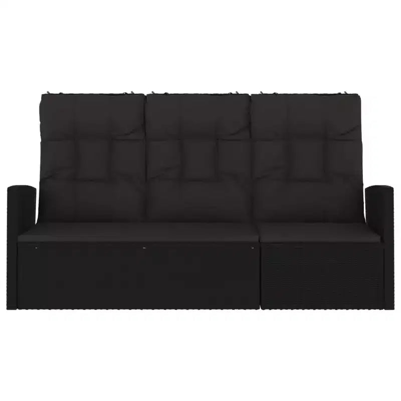 Banc de jardin noir en polyrotin 3 places avec accoudoirs réglables