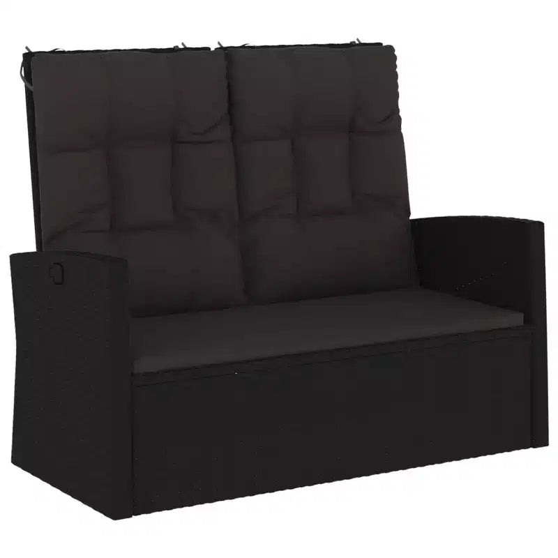 Banc de jardin en rotin PE noir 2 places Banc de jardin rectangulaire