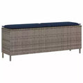 Patio Bench with Cushion Gray 43.3x11.8x15.9 Poly Rattan
