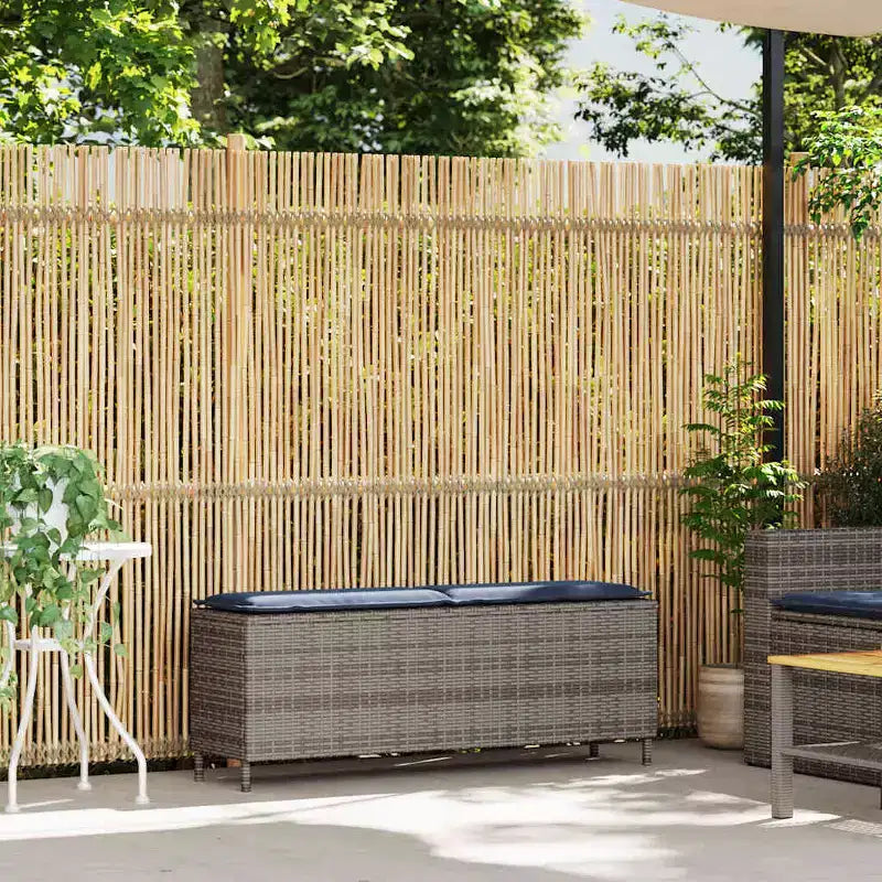 Banc de patio avec coussin gris 43,3x11,8x15,9 Polyrattans