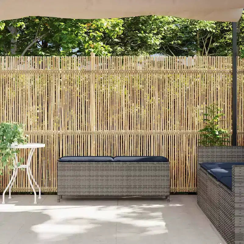 Banc de patio avec coussin gris 43,3x11,8x15,9 Polyrattans