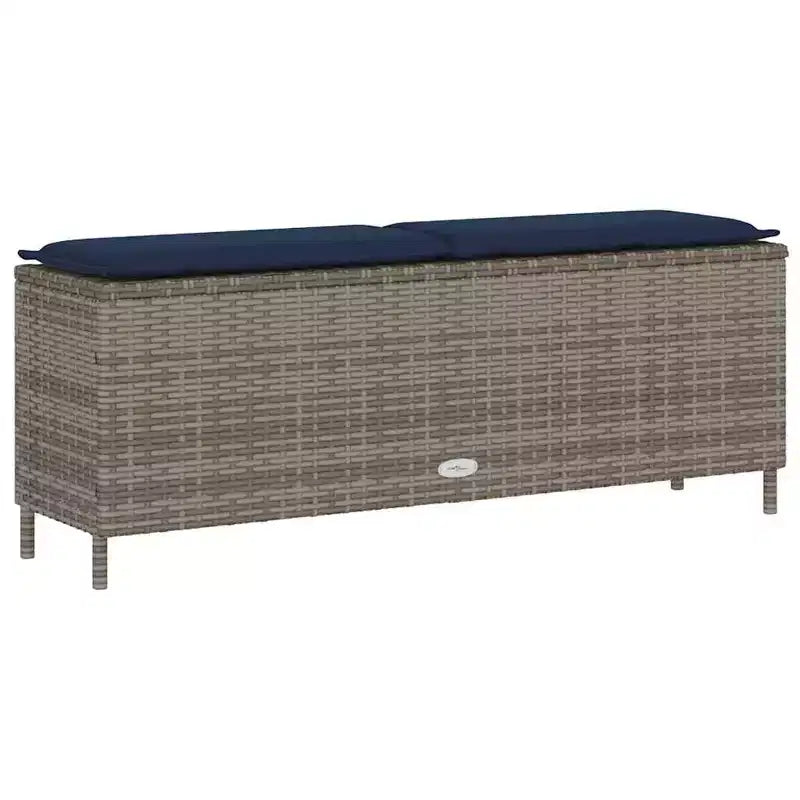 Banc de patio avec coussin gris 43,3x11,8x15,9 Polyrattans