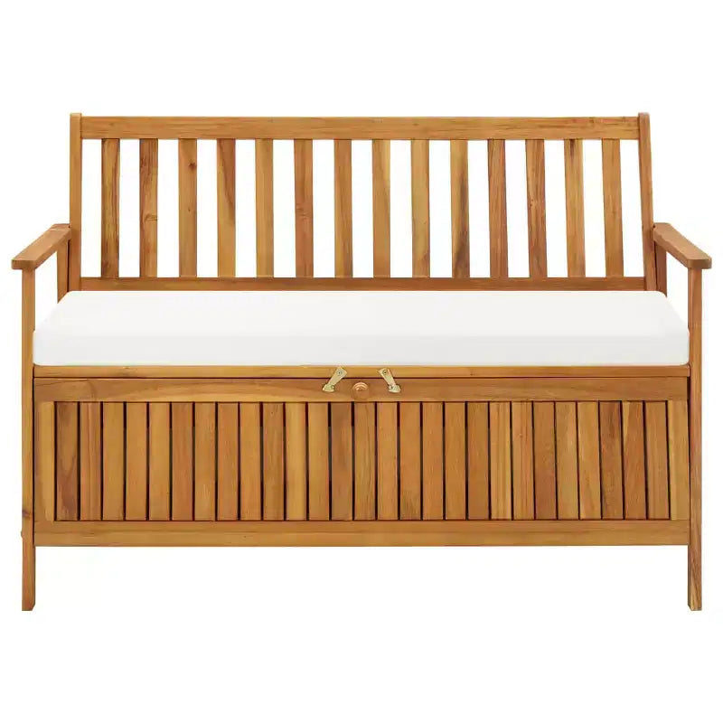 Banc de rangement Bois naturel Bois d'acacia massif avec un coussin en polyester
