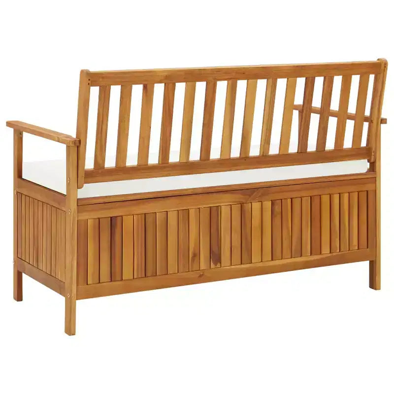Banc de rangement Bois naturel Bois d'acacia massif avec un coussin en polyester