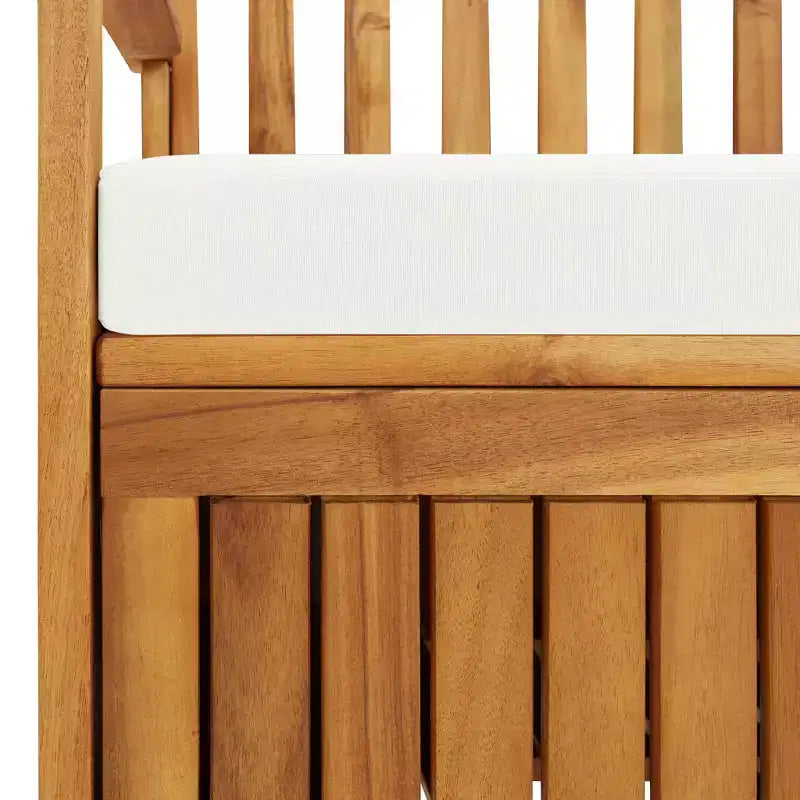 Banc de rangement Bois naturel Bois d'acacia massif avec un coussin en polyester