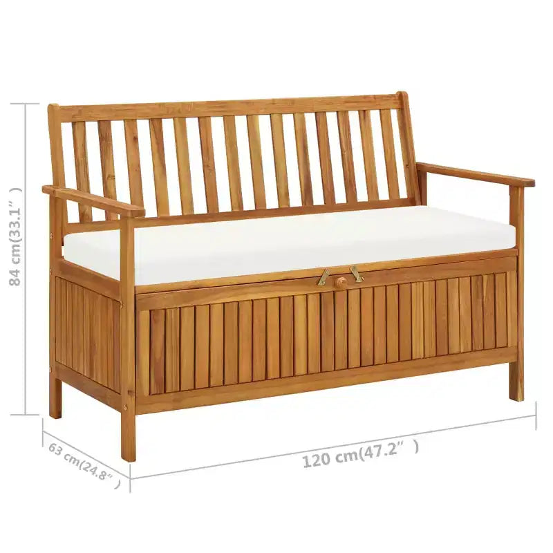 Banc de rangement Bois naturel Bois d'acacia massif avec un coussin en polyester