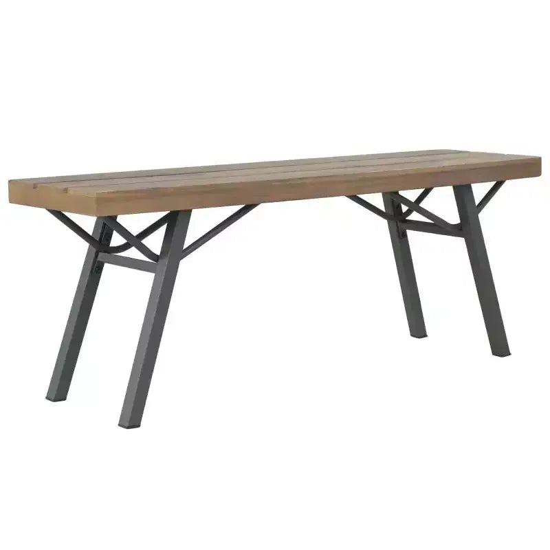 Garden Bench Brown and Gray Solid Acacia Wood and Steel 47.2 in
