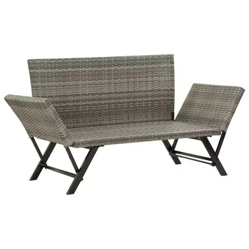 Lit de soleil d'extérieur en rotin gris polyrotin 176 cm