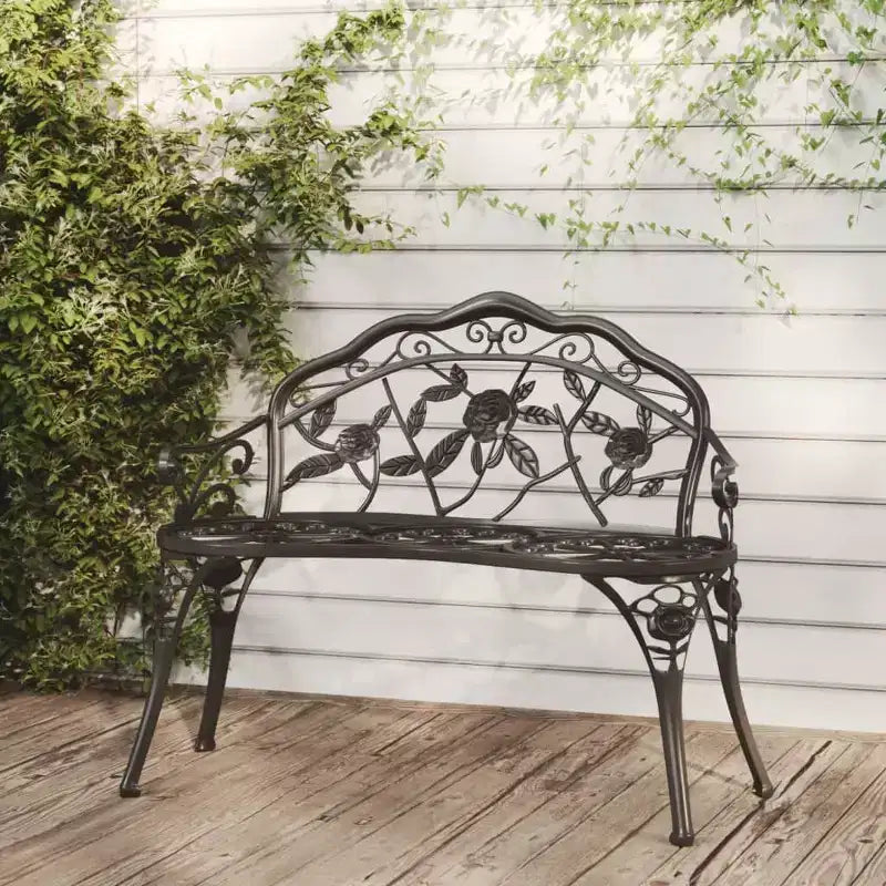 vidaXL Banc de jardin Noir Aluminium moulé, Fonte Moyen