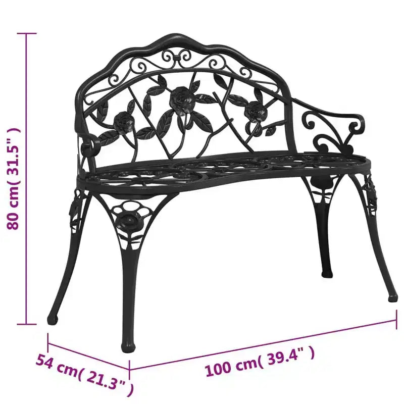 vidaXL Banc de jardin Noir Aluminium moulé, Fonte Moyen