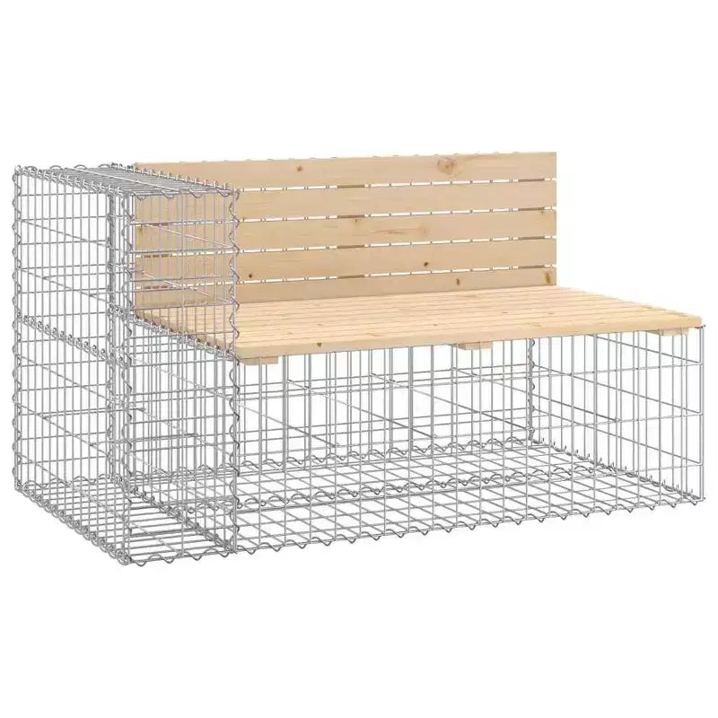 Banc de jardin extérieur rustique avec panier gabion