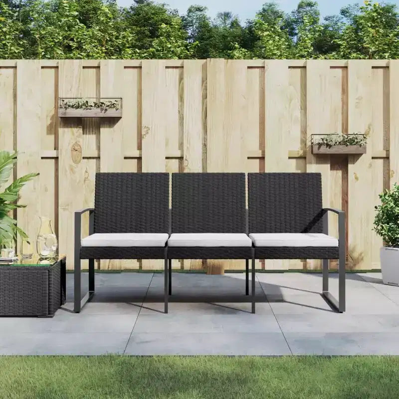 vidaXL Banc d'extérieur 3 places avec coussins pour véranda et terrasse en résine tressée PP