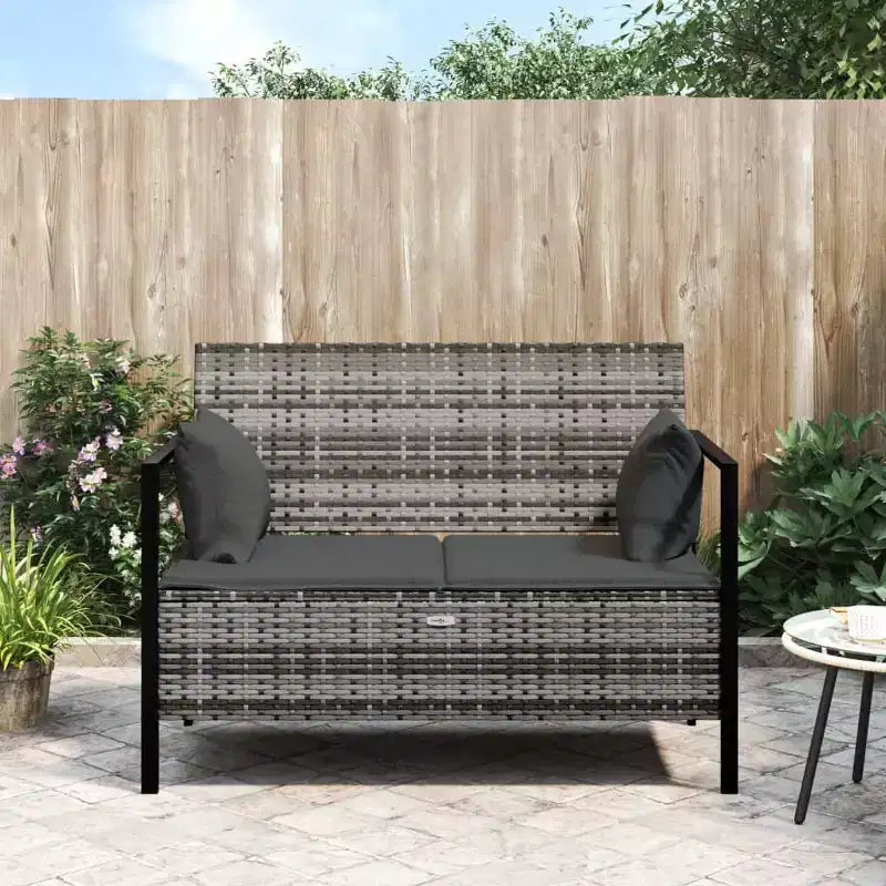 vidaXL Banc de jardin noir rotin PE 2 places Banc de jardin rectangulaire