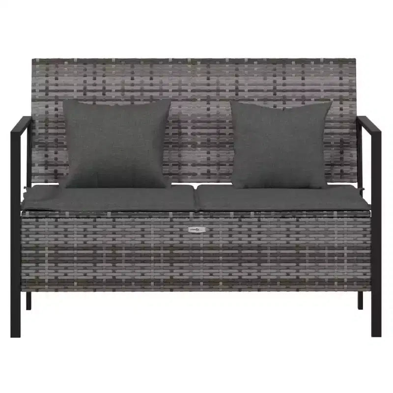 vidaXL Banc de jardin noir rotin PE 2 places Banc de jardin rectangulaire