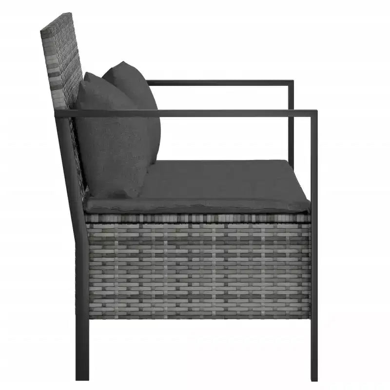 vidaXL Banc de jardin noir rotin PE 2 places Banc de jardin rectangulaire