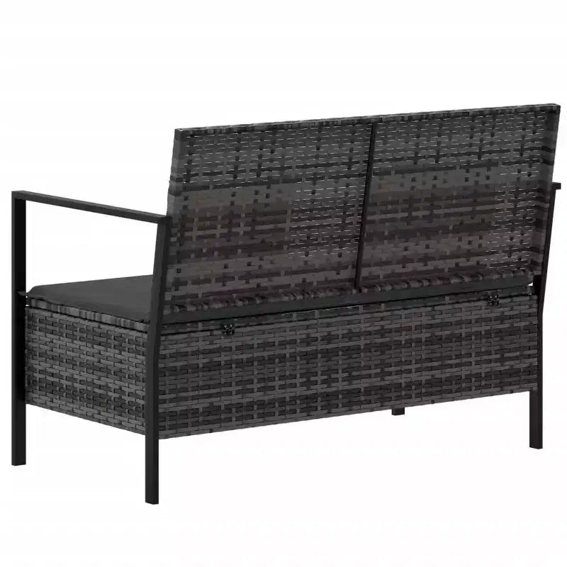 vidaXL Banc de jardin noir rotin PE 2 places Banc de jardin rectangulaire