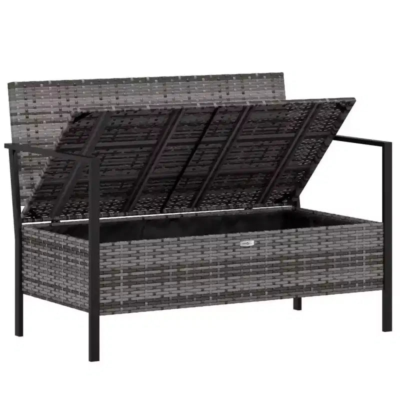 vidaXL Banc de jardin noir rotin PE 2 places Banc de jardin rectangulaire