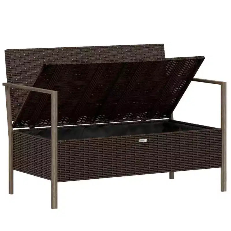 vidaXL Banc de jardin noir rotin PE 2 places Banc de jardin rectangulaire
