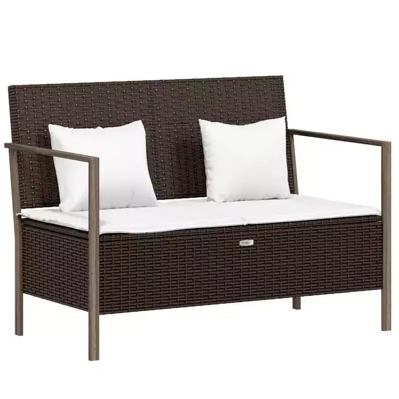 vidaXL Banc de jardin noir rotin PE 2 places Banc de jardin rectangulaire