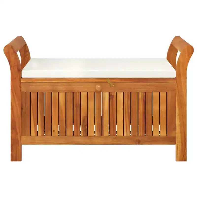 vidaXL Banc de rangement de patio avec coussin Causeuse d'extérieur en bois d'acacia massif