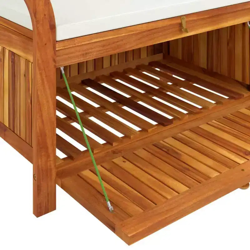 vidaXL Banc de rangement de patio avec coussin Causeuse d'extérieur en bois d'acacia massif