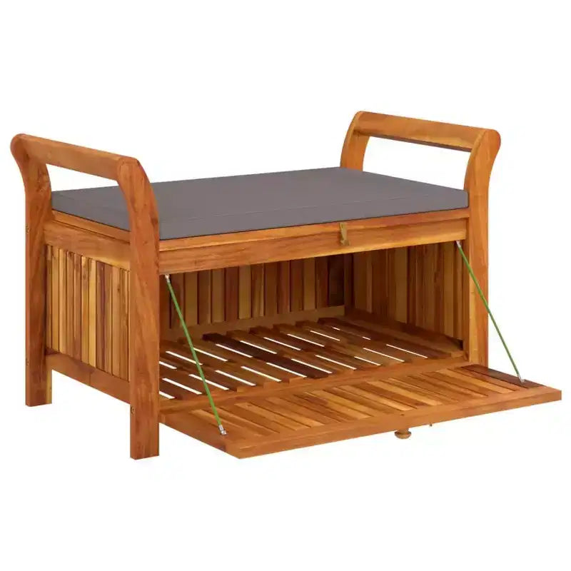 vidaXL Banc de rangement de patio avec coussin Causeuse d'extérieur en bois d'acacia massif
