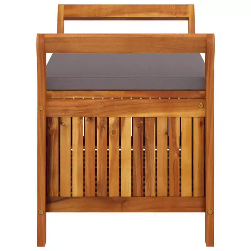 vidaXL Banc de rangement de patio avec coussin Causeuse d'extérieur en bois d'acacia massif
