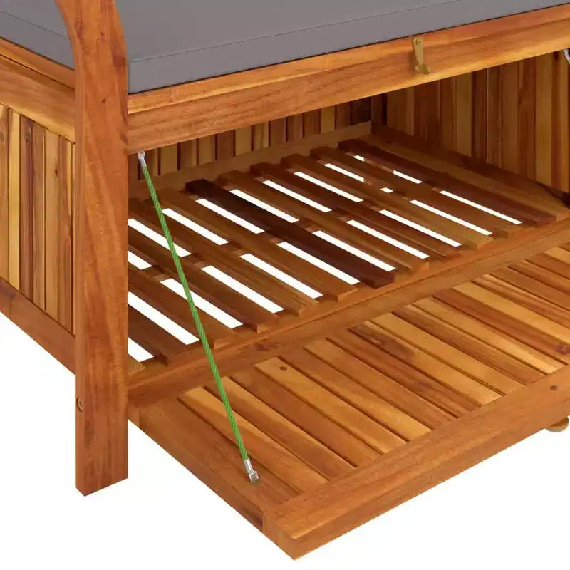 vidaXL Banc de rangement de patio avec coussin Causeuse d'extérieur en bois d'acacia massif