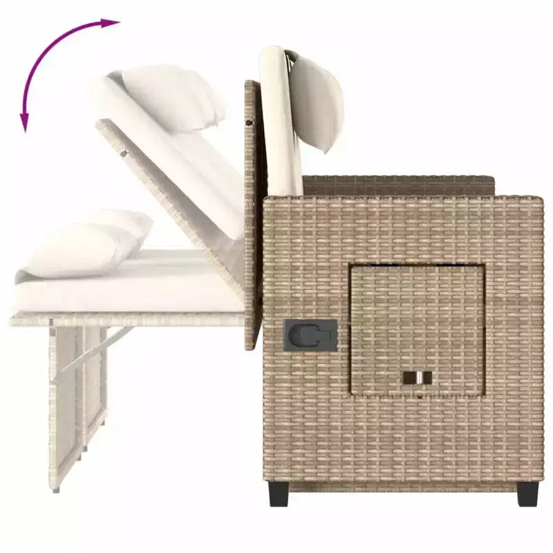 Banc de jardin inclinable vidaXL avec coussins, pour l'extérieur, le jardin, le balcon, en résine tressée