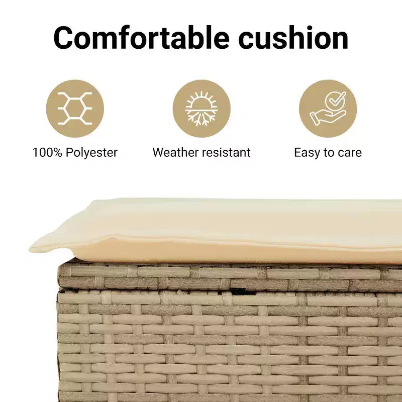 Banc de jardin inclinable vidaXL avec coussins, pour l'extérieur, le jardin, le balcon, en résine tressée
