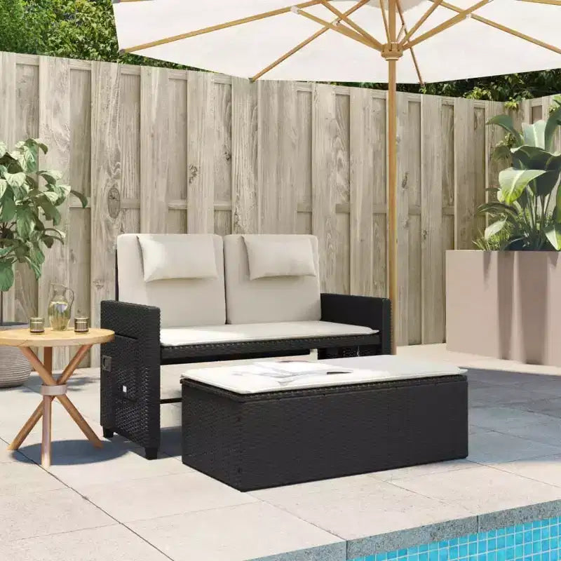 Banc de jardin inclinable vidaXL avec coussins, pour l'extérieur, le jardin, le balcon, en résine tressée