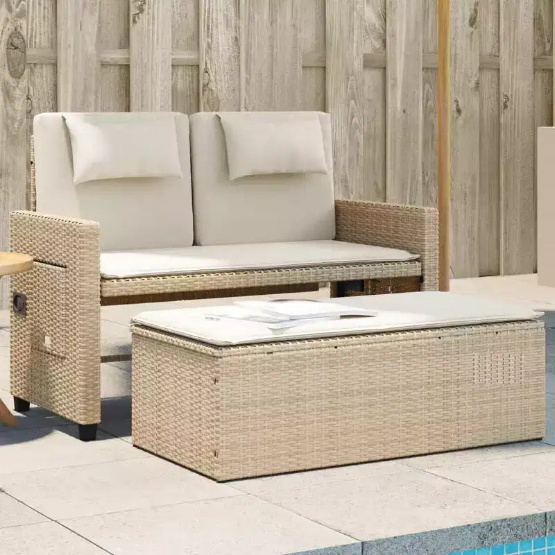Banc de jardin inclinable vidaXL avec coussins, pour l'extérieur, le jardin, le balcon, en résine tressée