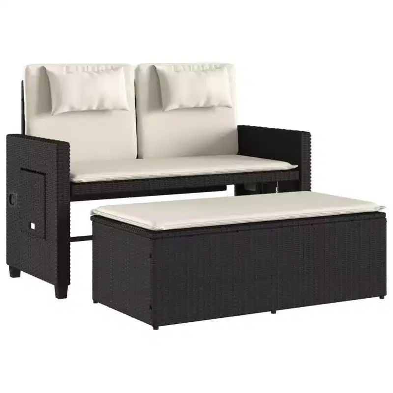 Banc de jardin inclinable vidaXL avec coussins, pour l'extérieur, le jardin, le balcon, en résine tressée