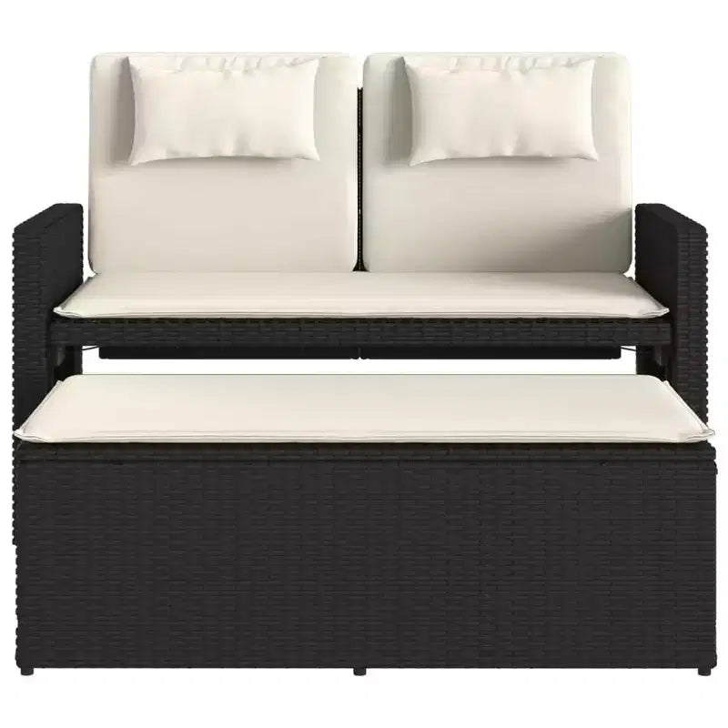 Banc de jardin inclinable vidaXL avec coussins, pour l'extérieur, le jardin, le balcon, en résine tressée