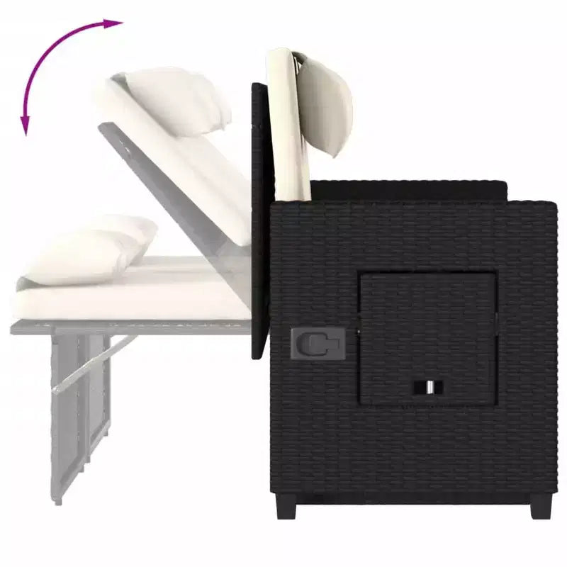 Banc de jardin inclinable vidaXL avec coussins, pour l'extérieur, le jardin, le balcon, en résine tressée
