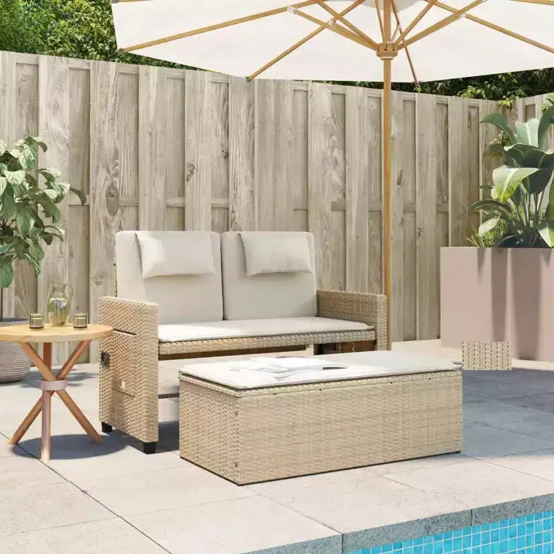 Banc de jardin inclinable vidaXL avec coussins, pour l'extérieur, le jardin, le balcon, en résine tressée
