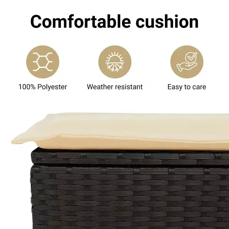 Banc de jardin inclinable vidaXL avec coussins, pour l'extérieur, le jardin, le balcon, en résine tressée